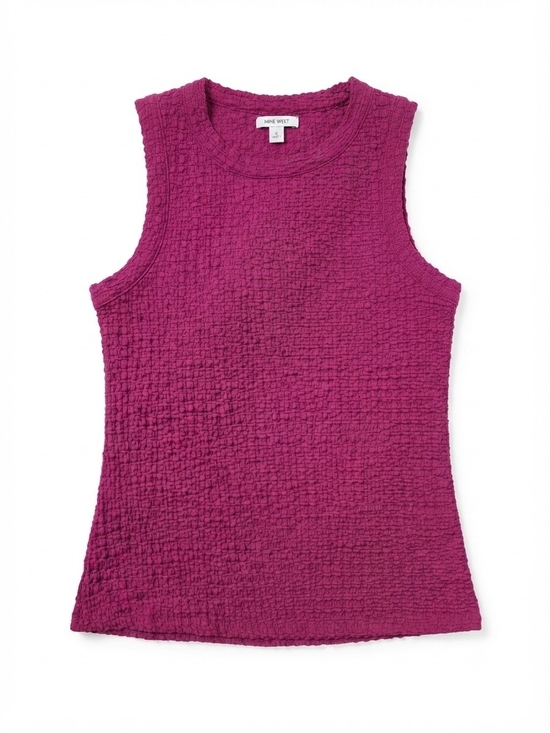 Nine West Tops - Nine West Magenta Textured Knit Crew Neck Tank Top Size Small